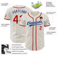 Загрузить изображение в средство просмотра галереи, Custom Cream Royal Pinstripe Red Authentic Baseball Jersey