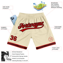 Laden Sie das Bild in den Galerie-Viewer, Custom Cream Red-Black Authentic Throwback Basketball Shorts