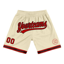 Laden Sie das Bild in den Galerie-Viewer, Custom Cream Red-Black Authentic Throwback Basketball Shorts