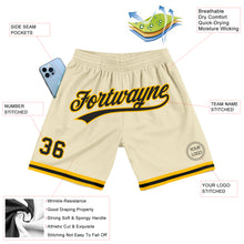 Загрузить изображение в средство просмотра галереи, Custom Cream Black-Gold Authentic Throwback Basketball Shorts