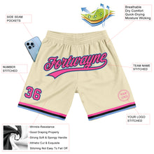 Загрузить изображение в средство просмотра галереи, Custom Cream Pink Black-Light Blue Authentic Throwback Basketball Shorts