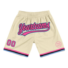 Загрузить изображение в средство просмотра галереи, Custom Cream Pink Black-Light Blue Authentic Throwback Basketball Shorts