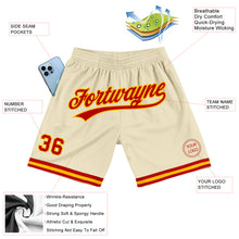 Charger l'image dans la galerie, Custom Cream Red-Gold Authentic Throwback Basketball Shorts