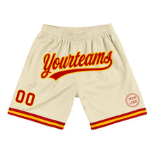 Load image into Gallery viewer, Custom Cream Red-Gold Authentic Throwback Basketball Shorts
