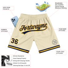 Charger l'image dans la galerie, Custom Cream Navy-Gold Authentic Throwback Basketball Shorts