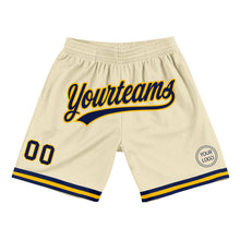 Charger l'image dans la galerie, Custom Cream Navy-Gold Authentic Throwback Basketball Shorts