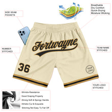 Загрузить изображение в средство просмотра галереи, Custom Cream Black-Old Gold Authentic Throwback Basketball Shorts