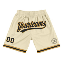 Загрузить изображение в средство просмотра галереи, Custom Cream Black-Old Gold Authentic Throwback Basketball Shorts