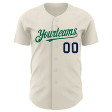 Загрузить изображение в средство просмотра галереи, Custom Cream Kelly Green-Navy Authentic Baseball Jersey
