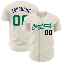 Загрузить изображение в средство просмотра галереи, Custom Cream Kelly Green-Navy Authentic Baseball Jersey