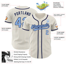 Загрузить изображение в средство просмотра галереи, Custom Cream Light Blue Pinstripe Navy Authentic Baseball Jersey