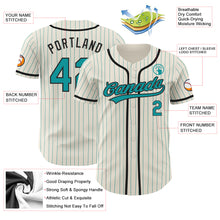 Загрузить изображение в средство просмотра галереи, Custom Cream Teal Pinstripe Black Authentic Baseball Jersey