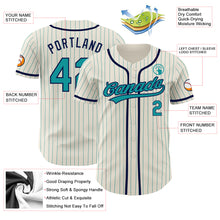 Загрузить изображение в средство просмотра галереи, Custom Cream Teal Pinstripe Navy Authentic Baseball Jersey