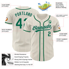 Charger l'image dans la galerie, Custom Cream Gray Pinstripe Kelly Green Authentic Baseball Jersey