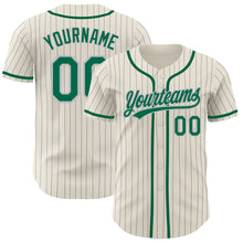 Charger l'image dans la galerie, Custom Cream Gray Pinstripe Kelly Green Authentic Baseball Jersey