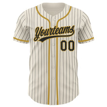 Charger l'image dans la galerie, Custom Cream Black Pinstripe Old Gold Authentic Baseball Jersey