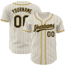 Charger l'image dans la galerie, Custom Cream Black Pinstripe Old Gold Authentic Baseball Jersey