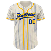 Загрузить изображение в средство просмотра галереи, Custom Cream Royal Pinstripe Gold Authentic Baseball Jersey