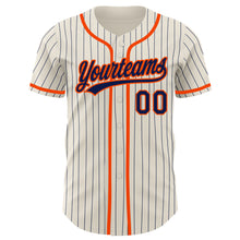 Charger l'image dans la galerie, Custom Cream Navy Pinstripe Orange Authentic Baseball Jersey