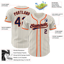 Charger l'image dans la galerie, Custom Cream Navy Pinstripe Orange Authentic Baseball Jersey