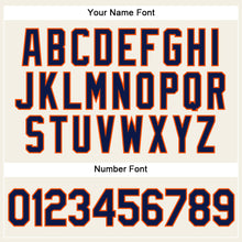 Charger l'image dans la galerie, Custom Cream Navy Pinstripe Orange Authentic Baseball Jersey