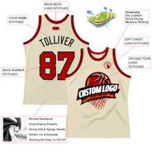 Laden Sie das Bild in den Galerie-Viewer, Custom Cream Red-Black Authentic Throwback Basketball Jersey