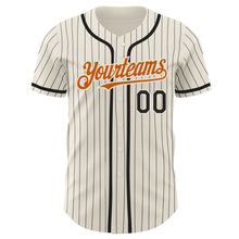 Загрузить изображение в средство просмотра галереи, Custom Cream Black Pinstripe Texas Orange Authentic Baseball Jersey