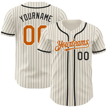Загрузить изображение в средство просмотра галереи, Custom Cream Black Pinstripe Texas Orange Authentic Baseball Jersey