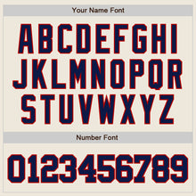 Load image into Gallery viewer, Custom Cream Navy Pinstripe Red Authentic Baseball Jersey