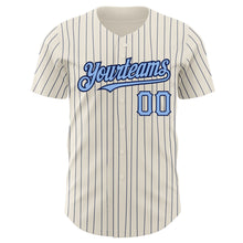 Загрузить изображение в средство просмотра галереи, Custom Cream Navy Pinstripe Light Blue Authentic Baseball Jersey