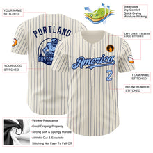 Загрузить изображение в средство просмотра галереи, Custom Cream Navy Pinstripe Light Blue Authentic Baseball Jersey