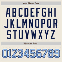 Загрузить изображение в средство просмотра галереи, Custom Cream Navy Pinstripe Light Blue Authentic Baseball Jersey