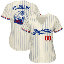 Charger l'image dans la galerie, Custom Cream Royal Pinstripe Red-White Authentic Baseball Jersey
