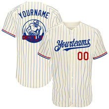 Charger l'image dans la galerie, Custom Cream Royal Pinstripe Red-White Authentic Baseball Jersey