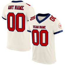 Load image into Gallery viewer, Custom Cream Red-Navy Mesh Authentic Football Jersey