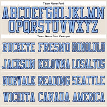 Charger l'image dans la galerie, Custom Cream Light Blue-Navy Mesh Authentic Football Jersey