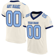 Charger l'image dans la galerie, Custom Cream Light Blue-Navy Mesh Authentic Football Jersey