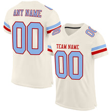 Charger l'image dans la galerie, Custom Cream Light Blue-Red Mesh Authentic Football Jersey