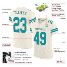 Load image into Gallery viewer, Custom Cream Teal-Gray Mesh Authentic Football Jersey