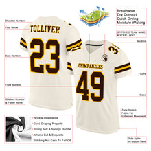 Load image into Gallery viewer, Custom Cream Brown-Gold Mesh Authentic Football Jersey
