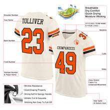 Load image into Gallery viewer, Custom Cream Orange-Black Mesh Authentic Football Jersey