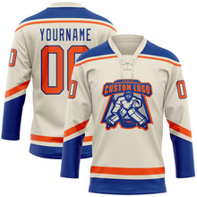 Загрузить изображение в средство просмотра галереи, Custom Cream Orange-Royal Hockey Lace Neck Jersey