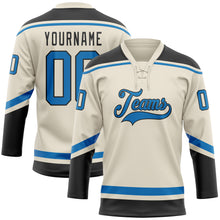 Загрузить изображение в средство просмотра галереи, Custom Cream Blue-Black Hockey Lace Neck Jersey