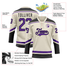 Load image into Gallery viewer, Custom Cream Purple-Black Hockey Lace Neck Jersey
