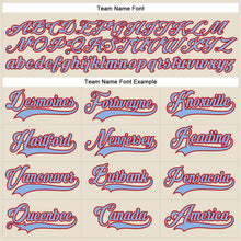 Laden Sie das Bild in den Galerie-Viewer, Custom Cream Light Blue-Red Hockey Lace Neck Jersey