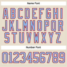 Laden Sie das Bild in den Galerie-Viewer, Custom Cream Light Blue-Red Hockey Lace Neck Jersey