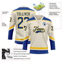 Laden Sie das Bild in den Galerie-Viewer, Custom Cream Royal-Yellow Hockey Lace Neck Jersey