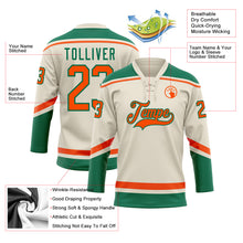 Laden Sie das Bild in den Galerie-Viewer, Custom Cream Orange-Kelly Green Hockey Lace Neck Jersey