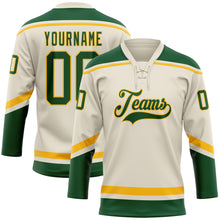 Charger l'image dans la galerie, Custom Cream Green-Gold Hockey Lace Neck Jersey