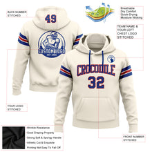 Load image into Gallery viewer, Custom Stitched Cream Royal-Red Football Pullover Sweatshirt Hoodie